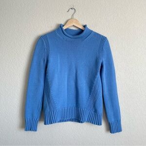 J Crew Always Sweater Womens XS Blue Oarsman Mock Roll Neck Knit Pullover